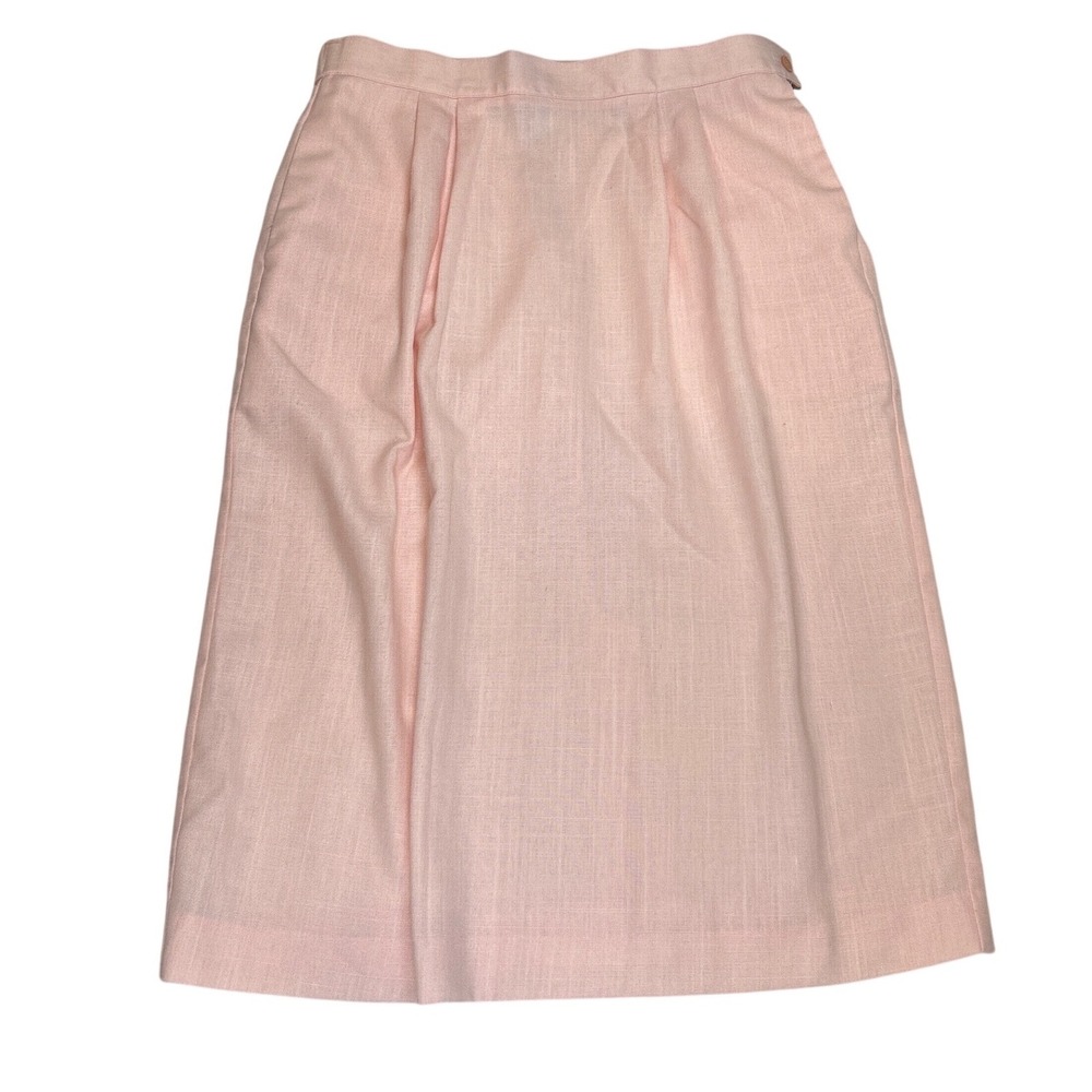 Vintage Koret Pink Linen Blend Pleated Midi Pencil Skirt Pockets Women's Size 14